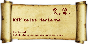 Köteles Marianna névjegykártya
