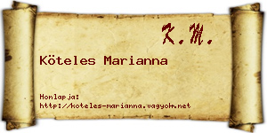 Köteles Marianna névjegykártya